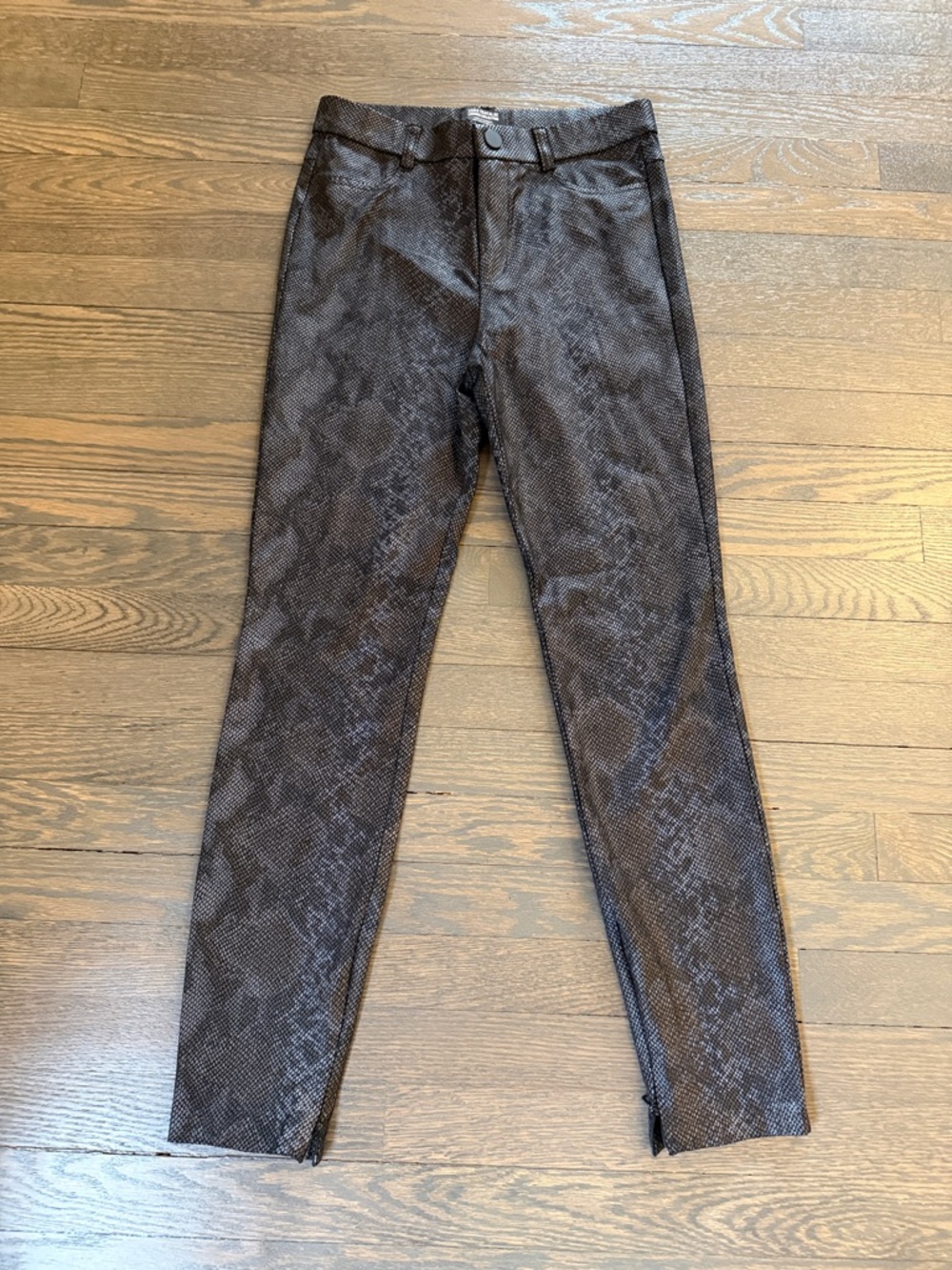 Zara Snake-Print Slim faux leather skinny pants